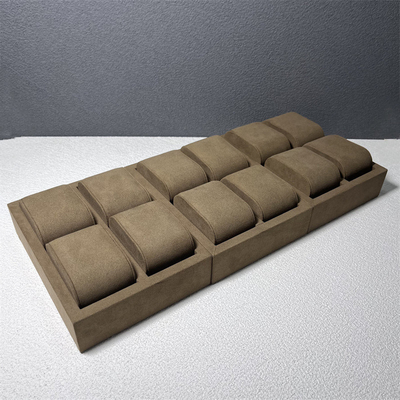 Màu cà phê 12 khe Microfiber Đồng hồ sang trọng Hiển thị trang sức Đồng hồ tổ chức