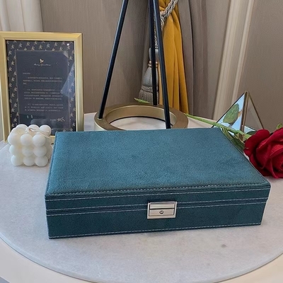 Morandi Blue Suede Hộp đựng đồ trang sức du lịch sang trọng Kích thước tùy chỉnh Người tổ chức trang sức du lịch