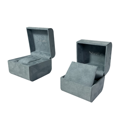 Hộp đựng đồ trang sức cao cấp sợi nhỏ màu xanh lam Hộp đựng quà tặng đồng hồ vuông đục