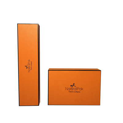 Hai mảnh nhấc ra khỏi hộp giấy có đế lõm Hộp đóng gói Cứng cáp Hermes màu cam