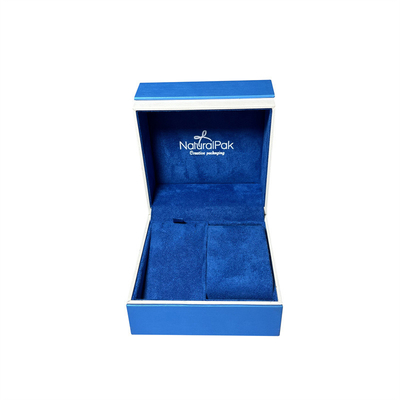 Hộp đựng đồng hồ sang trọng bằng nhựa màu xanh Sapphire Hộp đựng đồ trang sức cho dây chuyền và hoa tai