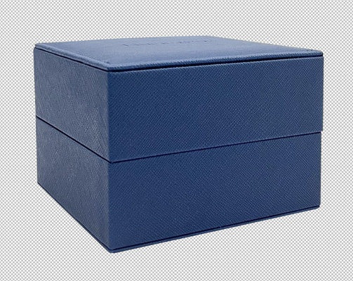 LUXURY BLUE PU H ROLL Cushion Watch Packaging Box Grey Velvet Inside