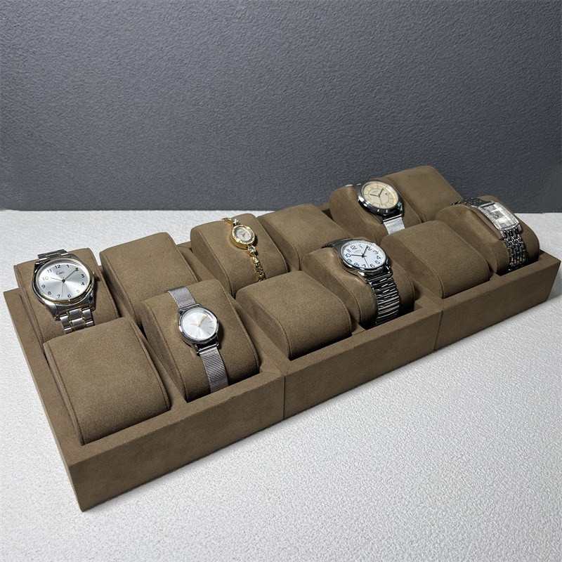 Màu cà phê 12 khe Microfiber Đồng hồ sang trọng Hiển thị trang sức Đồng hồ tổ chức