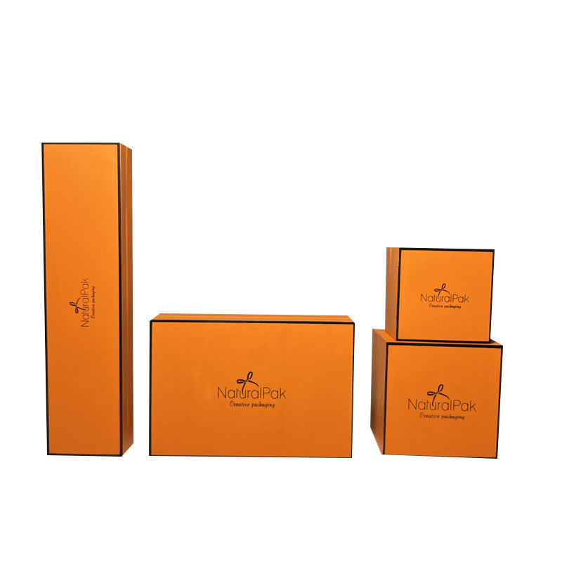 Hai mảnh nhấc ra khỏi hộp giấy có đế lõm Hộp đóng gói Cứng cáp Hermes màu cam